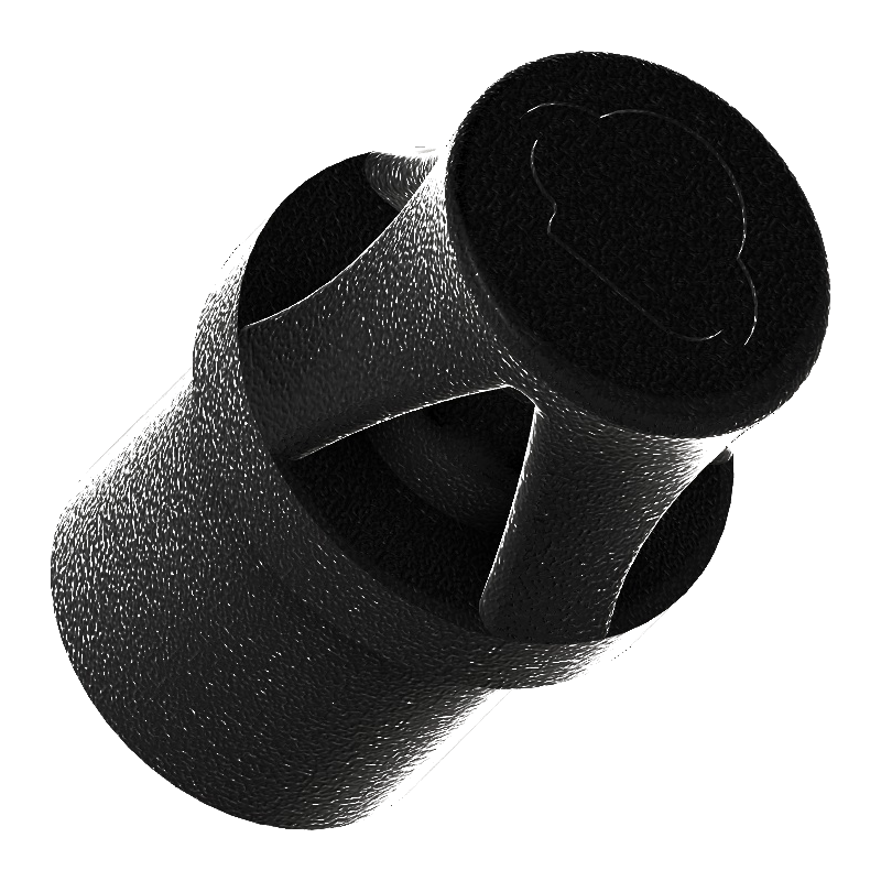 Cloud Buffer TPU 88A impact tip — cap, internal cavity with rebounding half-sphere, and base with retention pin hole